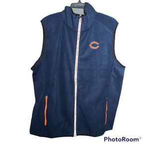 Chicago Bears NFL Full Zip Fleece Navy Blue Vest Sz L NWT